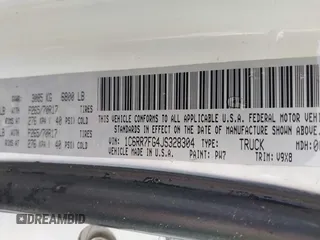2018 Ram 1500 Express with VIN 1C6RR7FG4JS328304, listed as a IAAI auction lot 42028795 with 164,587 mi miles and . Bid and sale history available at DreamBid. Image 9.