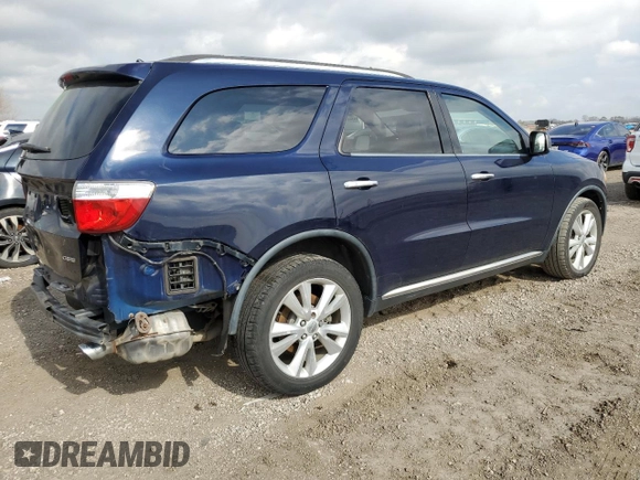 2013 Dodge Durango Crew with VIN 1C4SDHDT3DC697734, listed as a Copart auction lot 43588155 with 150,720 mi miles and Salvage title. Bid and sale history available at DreamBid. Image 3.