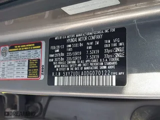 2013 Hyundai Santa Fe 2.0T Sport with VIN 5XYZUDLA0DG070122, listed as a IAAI auction lot 41413515 with 126,158 mi miles. Bid and sale history available at carsss.com. Image 9.