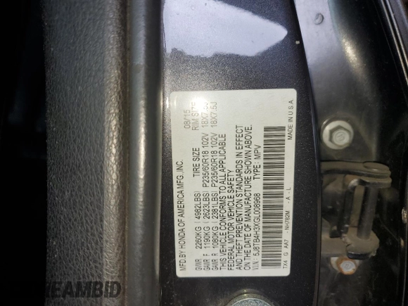2016 Acura RDX with VIN 5J8TB4H3XGL008968, listed as a Copart auction lot 51341605 with 121,586 mi miles and Salvage title. Bid and sale history available at DreamBid. Image 13.