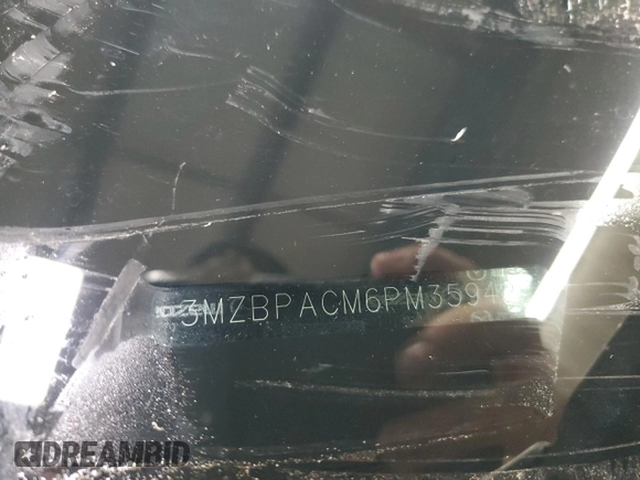 2023 Mazda 3 S Preferred with VIN 3MZBPACM6PM359429, listed as a Copart auction lot 50102595 with 38,674 mi miles and Salvage Title. Bid and sale history available at DreamBid. Image 12.