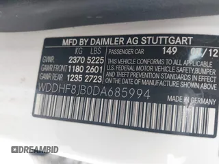 2013 Mercedes-Benz E 350 Luxury with VIN WDDHF8JB0DA685994, listed as a IAAI auction lot 42660807 with 180,807 mi miles and . Bid and sale history available at DreamBid. Image 9.