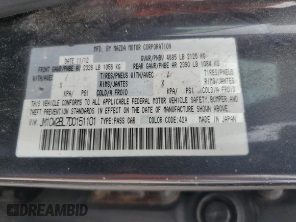 2013 Mazda 5 Sport with VIN JM1CW2BL7D0151101, listed as a Copart auction lot 52489665 with 230,980 mi miles and Clean title. Bid and sale history available at DreamBid. Image 12.