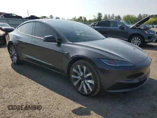 2025 Tesla Model 3 Long Range with VIN 5YJ3E1EB0SF902974, listed as a Copart auction lot 59728245 with 6,398 mi miles and Salvage title. Bid and sale history available at DreamBid. Image 4.