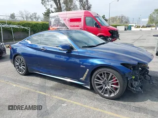 2017 Infiniti Q60 Red Sport 400 with VIN JN1FV7EK1HM610978, listed as a IAAI auction lot 41904287 with 80,066 mi miles and . Bid and sale history available at carsss.com. Image 1.