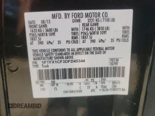 2013 Ford F-150 XL with VIN 1FTFX1CF3DFD45344, listed as a Copart auction lot 71118294 with 151,802 mi miles and Salvage title. Bid and sale history available at DreamBid. Image 12.