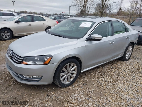 2012 Volkswagen Passat SEL with VIN 1VWCP7A34CC079912, listed as a IAAI auction lot 41993331 with 114,110 mi miles. Bid and sale history available at carsss.com. Image 2.