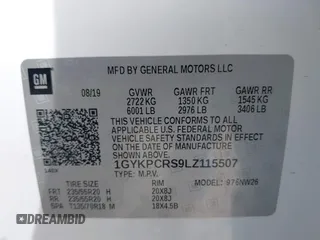 2020 Cadillac XT6 FWD Premium Luxury with VIN 1GYKPCRS9LZ115507, listed as a IAAI auction lot 42063929 with 40,256 mi miles and . Bid and sale history available at DreamBid. Image 9.