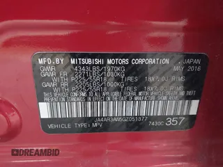 2016 Mitsubishi Outlander ES with VIN JA4AR3AW5GZ051377, listed as a IAAI auction lot 41536624 with 95,962 mi miles and . Bid and sale history available at DreamBid. Image 9.