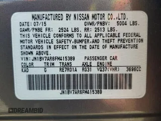2015 Infiniti Q50 Premium with VIN JN1BV7AR6FM415389, listed as a Copart auction lot 61653845 with 124,141 mi miles and Salvage title. Bid and sale history available at DreamBid. Image 13.