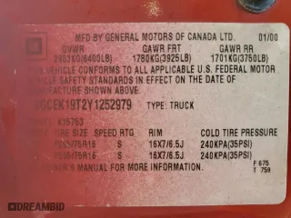 2000 Chevrolet Silverado 1500 LS with VIN 2GCEK19T2Y1252979, listed as a Copart auction lot 46718165 with 289,181 mi miles and Salvage Title. Bid and sale history available at carsss.com. Image 12.