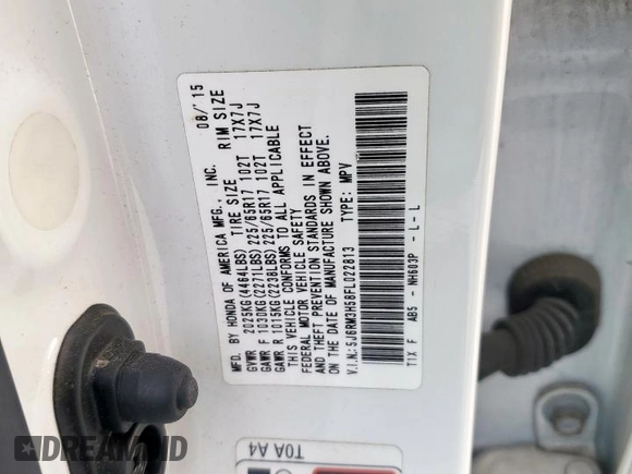 2015 Honda CR-V EX with VIN 5J6RM3H58FL022813, listed as a Copart auction lot 50581005 with 132,501 mi miles and Salvage Title. Bid and sale history available at carsss.com. Image 13.