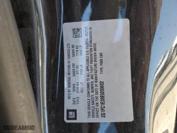 2014 Chevrolet Camaro LT with VIN 2G1FC1E38E9209602, listed as a Copart auction lot 47012235 with 158,432 mi miles and Salvage Title. Bid and sale history available at carsss.com. Image 13.
