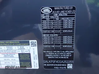 2025 Land Rover Range Rover with VIN SALKP9F40SA262268, listed as a IAAI auction lot 41363543 with 63 mi miles and . Bid and sale history available at DreamBid. Image 9.