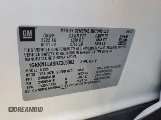 2017 GMC Acadia SLE with VIN 1GKKNLLA9HZ306383, listed as a Copart auction lot 41657965 with 96,657 mi miles and Salvage Title. Bid and sale history available at carsss.com. Image 13.