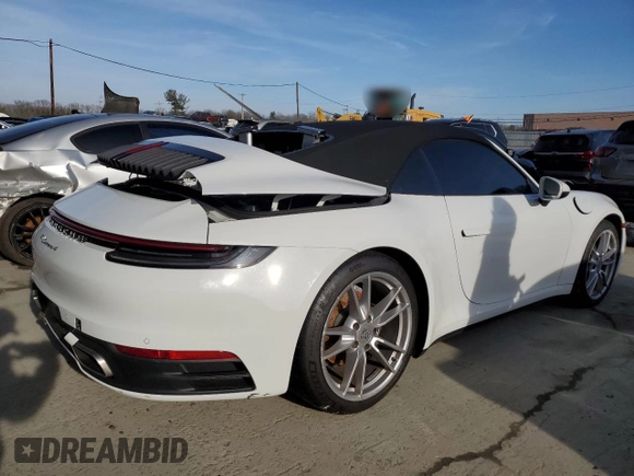 2023 Porsche 911 Carrera with VIN WP0CA2A90PS238593, listed as a Copart auction lot 46004985 with 7,992 mi miles and Salvage Title. Bid and sale history available at carsss.com. Image 3.