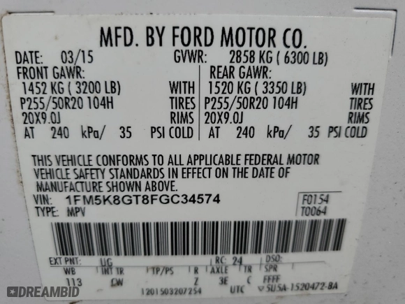 2015 Ford Explorer Sport with VIN 1FM5K8GT8FGC34574, listed as a Copart auction lot 47862235 with 186,015 mi miles and Salvage Title. Bid and sale history available at carsss.com. Image 14.