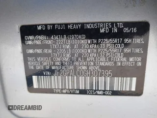 2016 Subaru Crosstrek Limited with VIN JF2GPALC0GH307395, listed as a IAAI auction lot 42556781 with 302,280 mi miles and . Bid and sale history available at DreamBid. Image 9.