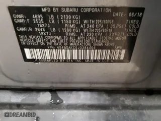 2018 Subaru Outback Limited with VIN 4S4BSAKC0J3384406, listed as a Copart auction lot 52312765 with 55,591 mi miles and Salvage Title. Bid and sale history available at carsss.com. Image 13.