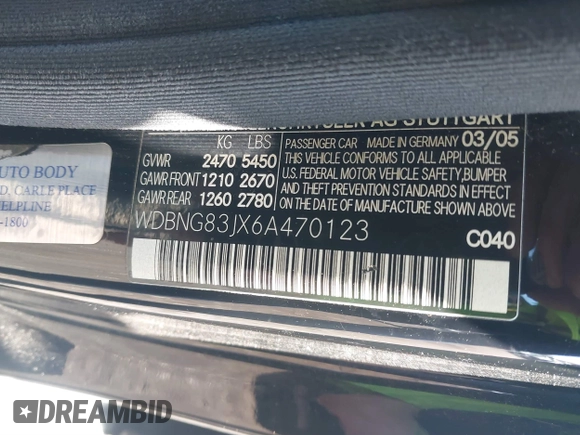 2006 Mercedes-Benz S 430 with VIN WDBNG83JX6A470123, listed as a IAAI auction lot 41876932 with 153,088 mi miles and . Bid and sale history available at carsss.com. Image 9.