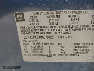 2011 Chevrolet Equinox LT w/2LT with VIN 2CNALPEC1B6378728, listed as a IAAI auction lot 41383295 with 172,683 mi miles. Bid and sale history available at carsss.com. Image 9.