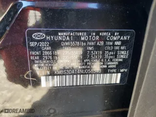 2022 Hyundai Santa Fe Hybrid SEL Premium with VIN KM8S3DA14NU058543, listed as a Copart auction lot 40457534 with 7,637 mi miles. Bid and sale history available at carsss.com. Image 14.