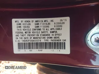 2016 Honda Accord Sport with VIN 1HGCR2F55GA020218, listed as a IAAI auction lot 42427342 with 138,803 mi miles and . Bid and sale history available at DreamBid. Image 9.