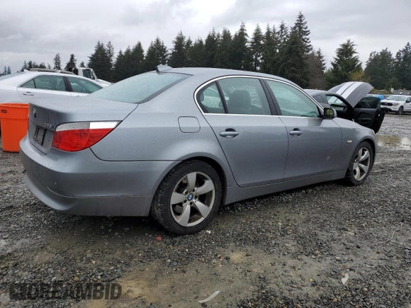 2007 BMW 5 Series 525i with VIN WBANE53587CW65729, listed as a Copart auction lot 50196855 with 178,956 mi miles and Salvage Title. Bid and sale history available at carsss.com. Image 3.
