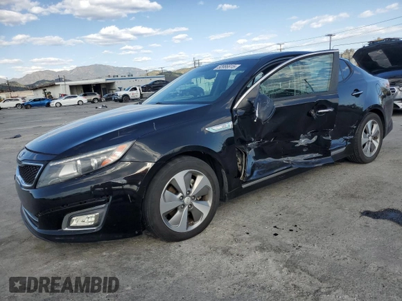 2015 Kia Optima Hybrid EX with VIN KNAGN4ADXF5083079, listed as a Copart auction lot 50986815 with 100,420 mi miles and Salvage Title. Bid and sale history available at carsss.com. Image 1.
