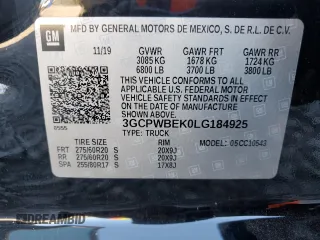 2020 Chevrolet Silverado 1500 Custom with VIN 3GCPWBEK0LG184925, listed as a Copart auction lot 46471405 with 141,913 mi miles and Salvage Title. Bid and sale history available at carsss.com. Image 14.
