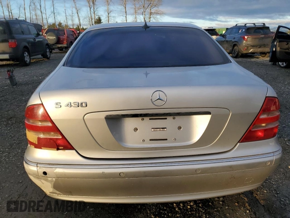 2001 Mercedes-Benz S 320/430/500 with VIN WDBNG70J01A180593, listed as a Copart auction lot 87868835 with 156,759 mi miles and Salvage Title. Bid and sale history available at carsss.com. Image 6.