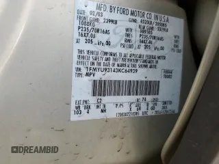 2003 Ford Escape XLT Popular 2 with VIN 1FMYU93143KC64939, listed as a Copart auction lot 75284884 with 147,352 mi miles and Salvage Title. Bid and sale history available at carsss.com. Image 12.