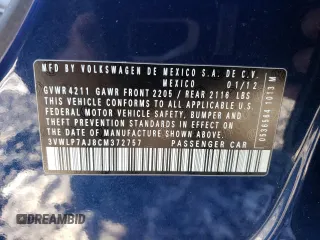 2012 Volkswagen Jetta SEL with VIN 3VWLP7AJ8CM372757, listed as a Copart auction lot 44058775 with 105,090 mi miles and Salvage title. Bid and sale history available at DreamBid. Image 13.