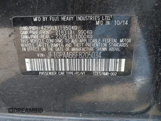 2015 Subaru Impreza 2.0i с VIN JF1GPAA66F8205034, выставлен на аукционе IAAI как лот 41893344 с пробегом 169 467 миль миль и . История ставок и продаж доступна на DreamBid. Изображение 9.