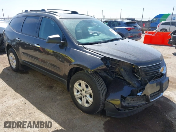 2015 Chevrolet Traverse LS z VIN 1GNKVFED7FJ203566, wystawiony jako IAAI lot #41783373 z przebiegiem 147 309 mil mil oraz . Historia ofert i sprzedaży dostępna na DreamBid. Obrazek 1.
