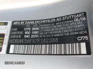 2007 Mercedes-Benz SLK 350 с VIN WDBWK56FX7F142388, выставлен на аукционе IAAI как лот 42076577 с пробегом 77 856 миль миль и . История ставок и продаж доступна на DreamBid. Изображение 9.