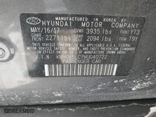 2017 Hyundai Ioniq Hybrid Blue with VIN KMHC65LC7HU040722, listed as a IAAI auction lot 41405199 with 124,049 mi miles. Bid and sale history available at carsss.com. Image 9.