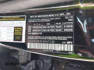 2015 Mercedes-Benz M 350 with VIN 4JGDA5JB3FA547130, listed as a IAAI auction lot 42379724 with 44,081 mi miles and . Bid and sale history available at DreamBid. Image 9.