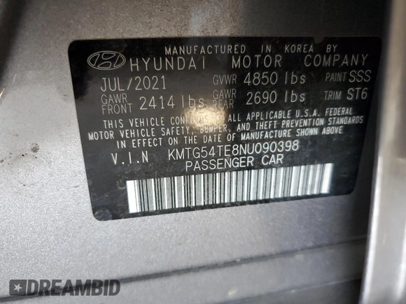 2022 Genesis G70 3.3T z VIN KMTG54TE8NU090398, wystawiony jako Copart lot #55102905 z przebiegiem 30 960 mil mil oraz Szkody całkowita. Historia ofert i sprzedaży dostępna na DreamBid. Obrazek 12.