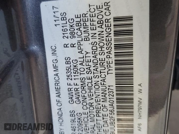 2018 Acura TLX Technology with VIN 19UUB2F56JA012371, listed as a Copart auction lot 46731045 with 76,569 mi miles and Salvage title. Bid and sale history available at DreamBid. Image 13.