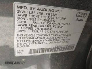 2011 Audi Q7 3.0L TDI Prestige with VIN WA1VMAFE1BD008830, listed as a IAAI auction lot 42142395 with 172,486 mi miles. Bid and sale history available at carsss.com. Image 9.