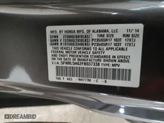 2015 Honda Odyssey EX-L with VIN 5FNRL5H62FB037338, listed as a Copart auction lot 43087485 with 134,579 mi miles and Salvage Title. Bid and sale history available at carsss.com. Image 13.
