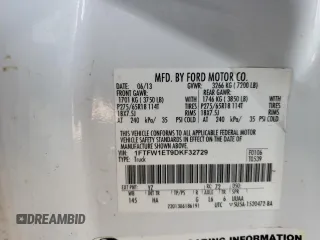 2013 Ford F-150 XL with VIN 1FTFW1ET9DKF32729, listed as a Copart auction lot 54926175 with Not Provided miles and Clean Title. Bid and sale history available at carsss.com. Image 13.