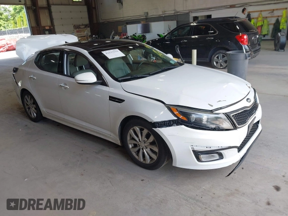 2015 Kia Optima EX z VIN 5XXGN4A7XFG415028, wystawiony jako IAAI lot #42635519 z przebiegiem 232 507 mil mil oraz . Historia ofert i sprzedaży dostępna na DreamBid. Obrazek 1.