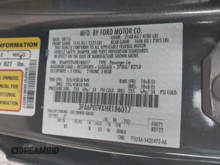 2017 Ford Fusion SE with VIN 3FA6P0T9XHR186017, listed as a IAAI auction lot 42535725 with 166,794 mi miles and . Bid and sale history available at DreamBid. Image 9.