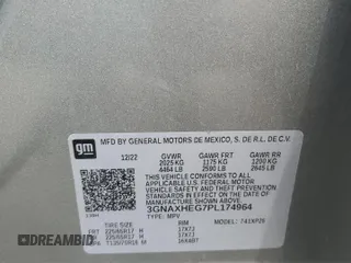 2023 Chevrolet Equinox LS z VIN 3GNAXHEG7PL174964, wystawiony jako Copart lot #58373315 z przebiegiem 34 175 mil mil oraz Szkoda całkowita • Salvage title. Historia ofert i sprzedaży dostępna na DreamBid. Obrazek 12.
