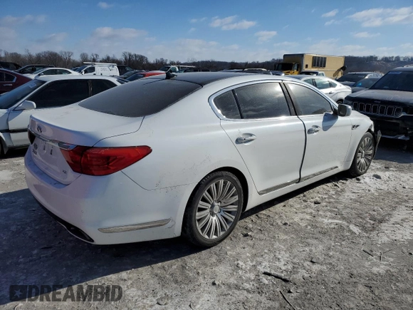 2015 Kia K900 Premium with VIN KNALU4D49F6025052, listed as a Copart auction lot 37285904 with 81,490 mi miles and Salvage Title. Bid and sale history available at carsss.com. Image 3.