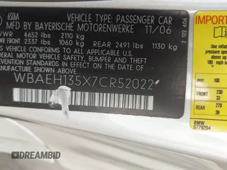 2007 BMW 6 Series 650i with VIN WBAEH135X7CR52022, listed as a IAAI auction lot 41343197 with 87,607 mi miles. Bid and sale history available at carsss.com. Image 9.