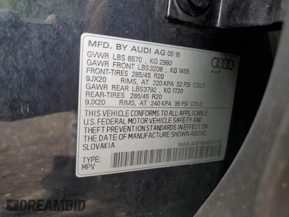 2017 Audi Q7 Premium Plus z VIN WA1LAAF78HD017115, wystawiony jako Copart lot #64700185 z przebiegiem 87 056 mil mil oraz Szkoda całkowita • Salvage title. Historia ofert i sprzedaży dostępna na DreamBid. Obrazek 13.