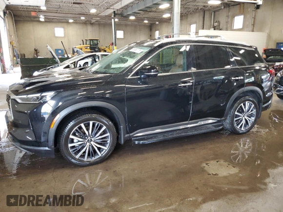 2023 Infiniti QX60 Sensory with VIN 5N1DL1GSXPC353775, listed as a Copart auction lot 63658175 with 24,658 mi miles and Salvage title. Bid and sale history available at DreamBid. Image 1.